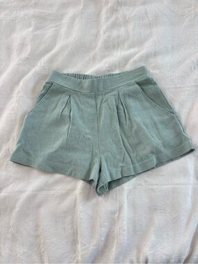 Mint green linen shorts